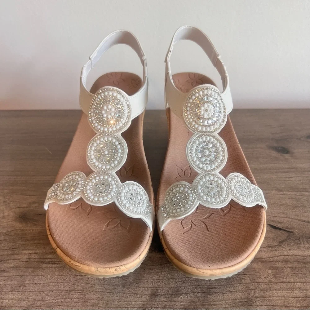 Skechers Cali NEW Women's Beverlee Date Glam Wedge Sandals Size 9 #B1345